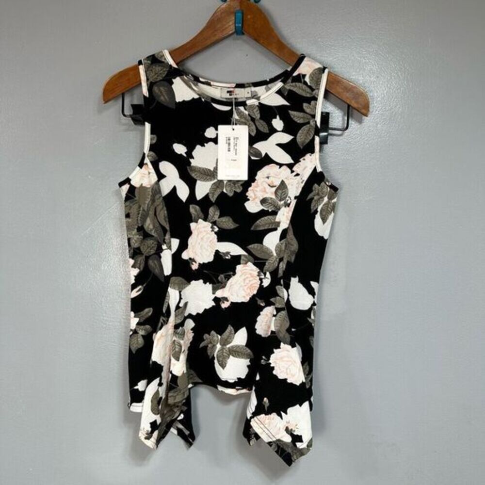 Temt Women’s Peplum Blouse Top Shell sz M Floral NEW #E970